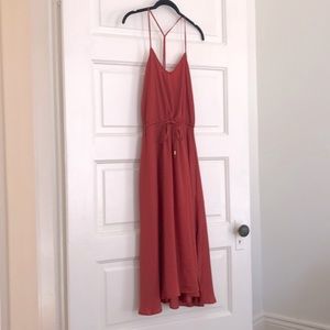 Banana Republic Red Satin Midi Dress